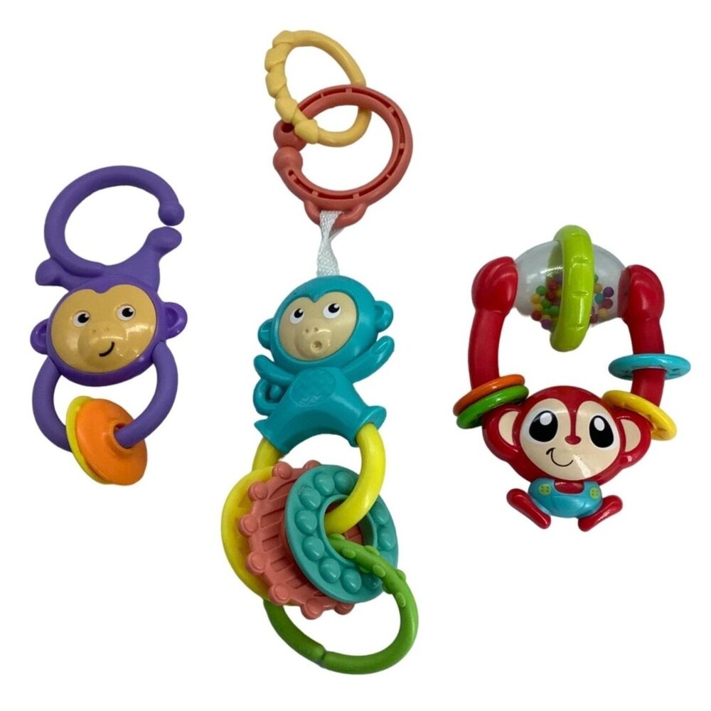 Baby Monkey Activity Gym Toys Rattle Replacement Pieces‎ Lot  3 Stroller Carseat
